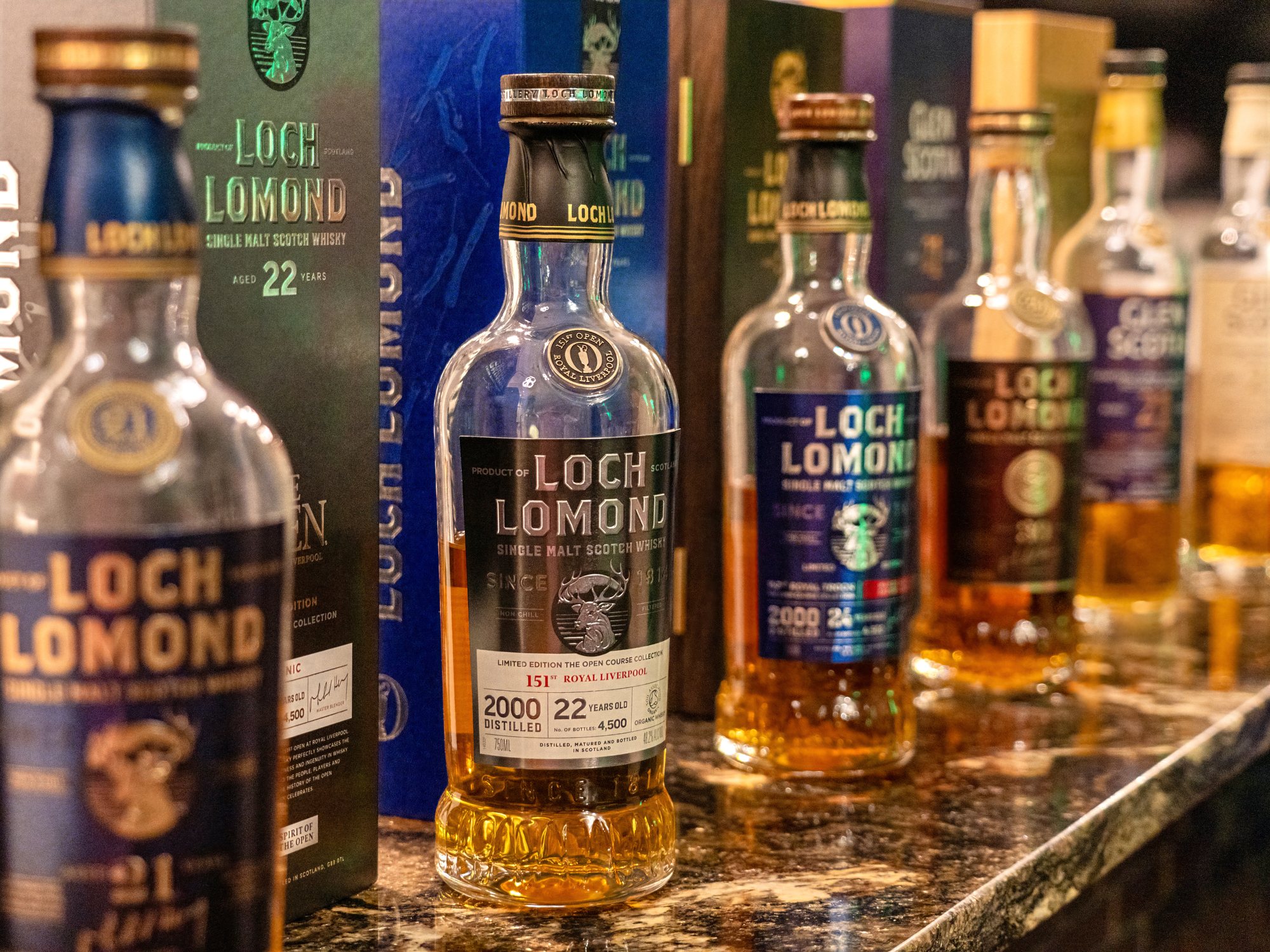 The bottle lineup behind the bar